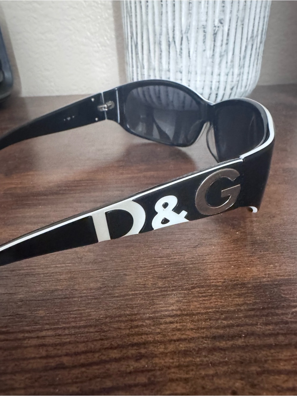 D&G Black Logo Wrap Sunglasses with Silver Accents - Picture 8 of 9